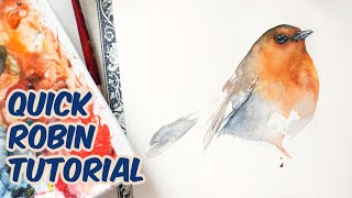 Full Robin Watercolor Tutorial - loose bird tutorial for beginners