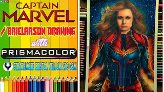 MARVEL STUDIOS: Captain Marvel Drawing (Brie Larson Drawing)/ Prismacolor Drawing/ NDN Art