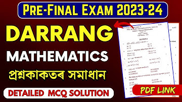 Pre-Final Exam 2023-24 | Darrang District | Mathematics Paper Solution | HSLC 2024 | Let