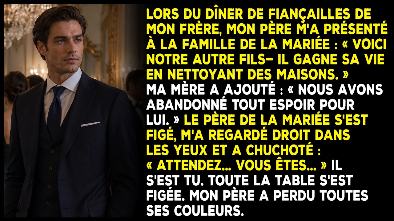 Mon père a levé son verre devant toute la famille de la mariée et a annoncé que j'étais une cause perdue qui nettoyait des toilettes pour vivre. Ma mère a souri, puis a vanté le « vrai succès » de...