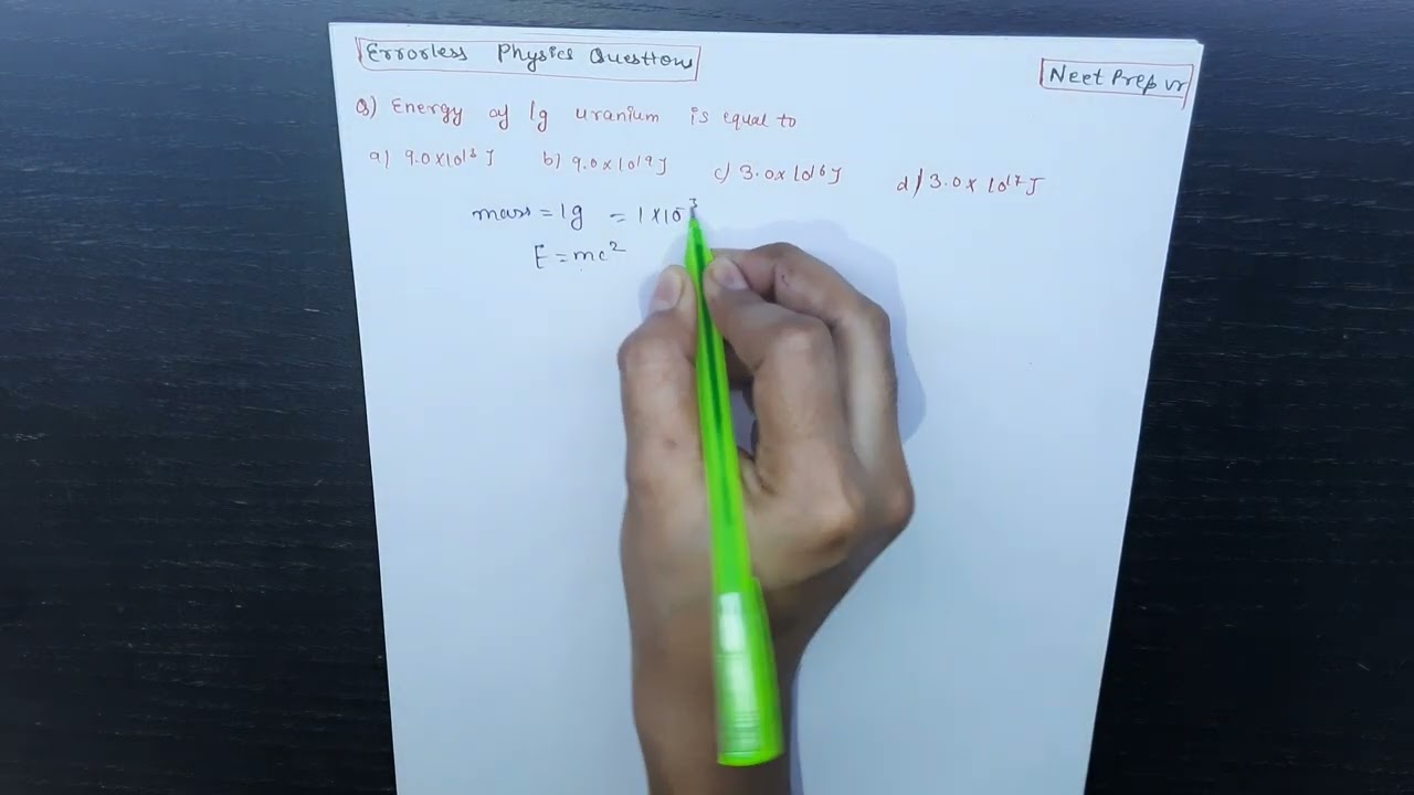 errorless physics book questions||energy of 1g uranium is equal to