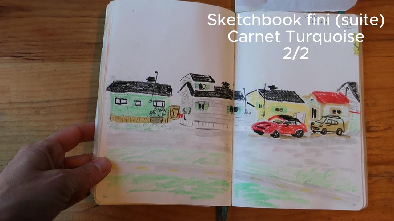 2/2 Carnet Turquoise fini - On tourne les pages - Sketchbook flip through