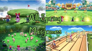 Mario Party Superstars - All Spring Minigames - Mario vs Birdo vs Luigi vs Yoshi