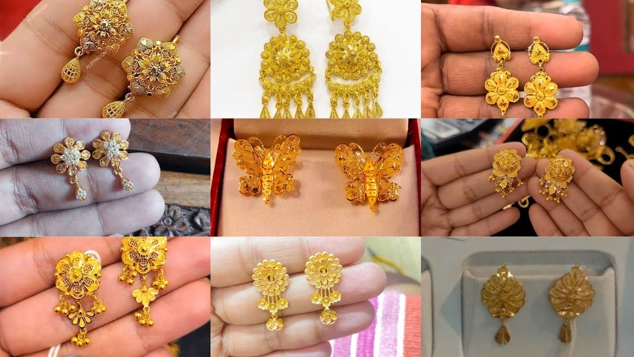 Latest Gold Stud Earrings Designs 2025 |Daily Wear Gold Tops Earrings Collection |Earringlightweight