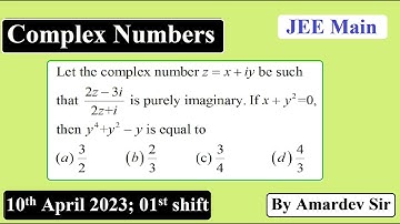 Let the complex number z=x+iy be such that (2z-3i)/(2z+i) is purely imaginary. If x+y^(2)=0....