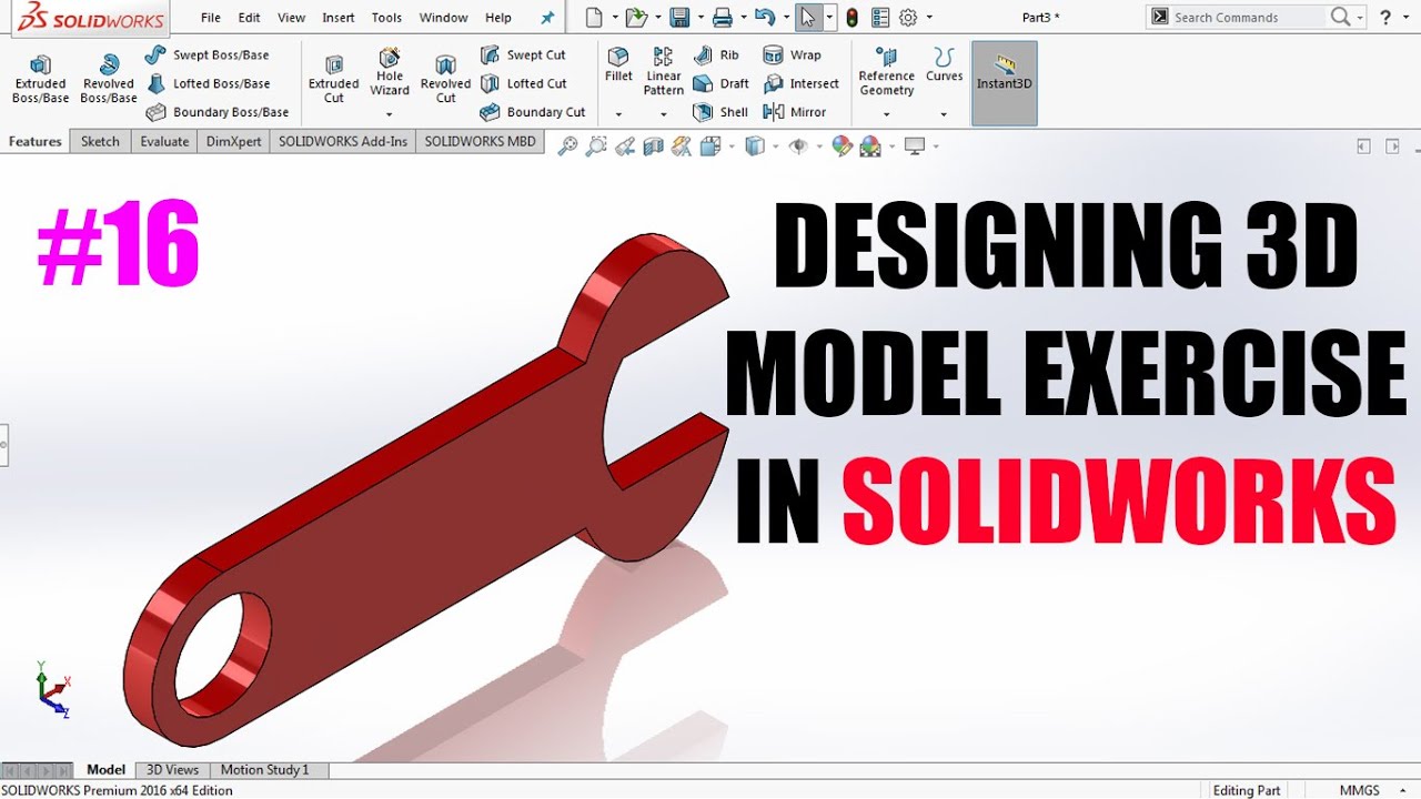 solidworks Tutorial: Designing 3D model exercise (16) - YouTube