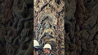 Indian gods in Santuary of truth in Thailand ; wood art #woodart