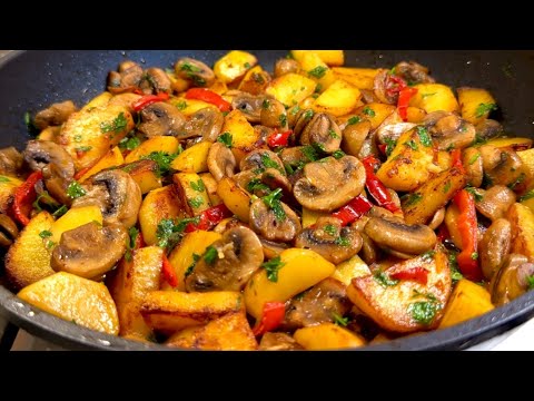 Rezept fr gebratene Pilze und Kartoffeln. Einfach, schnell und sehr lecker!