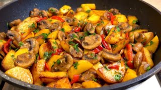 Fried mushrooms and potatoes recipe. Simple, quick and very tasty!