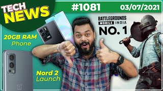 BGMI Is No.1, OnePlus Nord 2 Launch, Jio 5GB Data Loan, 20GB RAM Phone Coming, Moto Edge 20-#TTN1081