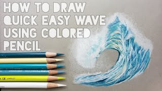 HOW TO DRAW QUICK EASY WAVE USING COLORED PENCIL