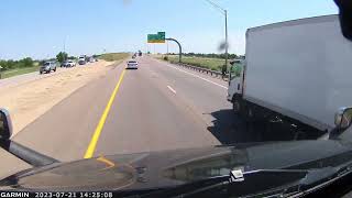 Illegal u-turn,  cutting off gas tanker truck and box truck