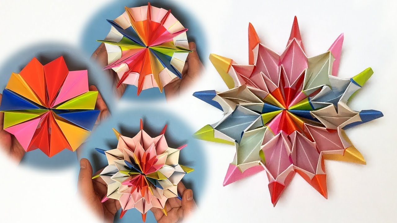 折り紙 花火の立体的な折り方 無限に変形 音声解説あり Origami