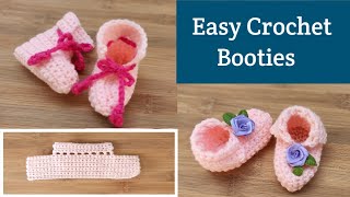 How to make crochet baby booties / shoes / slippers - जुराब बनाने का आसान तरीका  - Easy Baby Booties