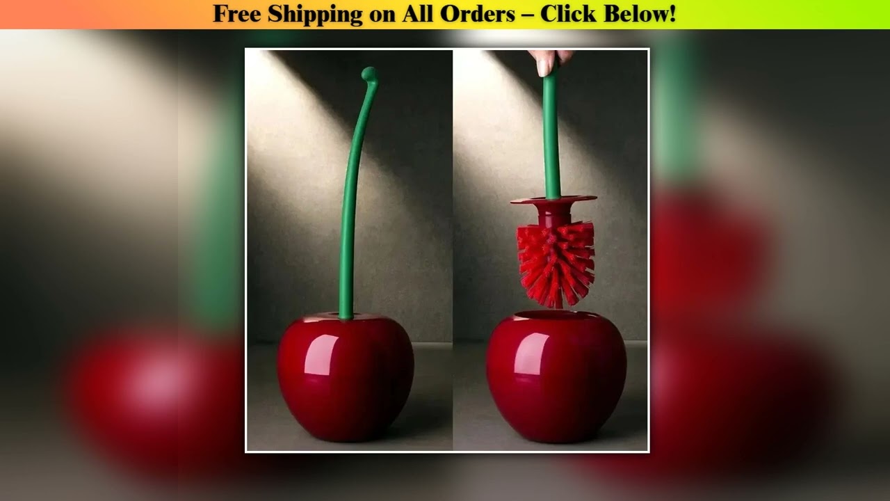 1pc Red Toilet Brush Creative Lovely Cherry Shape Lavatory Toilet Brush Holder Set Toilet Holder Ba