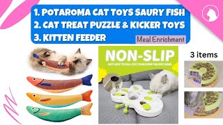 Potaroma Cat Toys Saury Fish Interactive Cat Treat Puzzle Cat Kicker Toys  Kitten Feeder