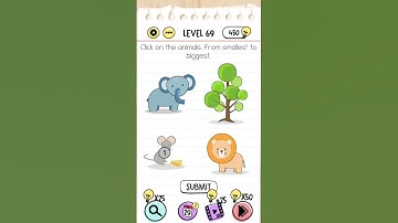 LEVEL 69 OF BRAIN TEST // 🐁,🦁,🐘 CLICK ON THE ANIMALS FROM SMALLEST TO BIGGEST.