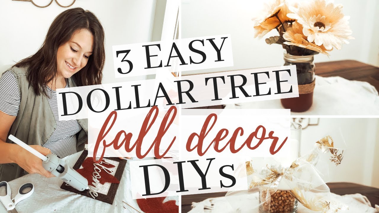3 EASY DOLLAR TREE FALL DECOR DIYs! 2018 - YouTube