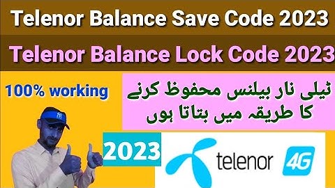 TELENOR Balance Save Code 2023 | Telenor Balance Save Karne Ka Tarika 2023|telenor balance lock code