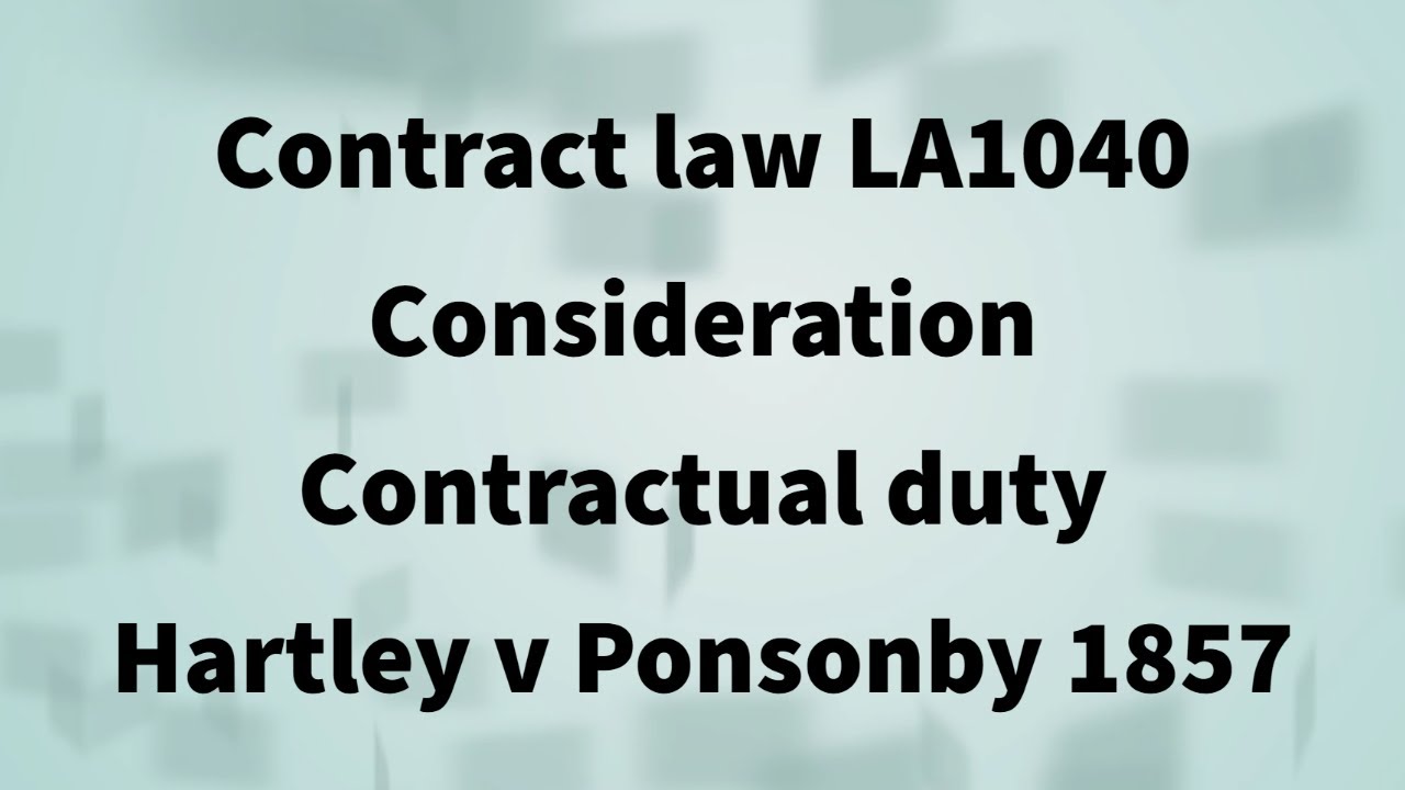 Hartley v Ponsonby 1857 YouTube