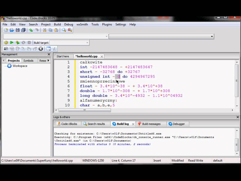 Tutorial C++ 4 - Typy zmiennych - YouTube