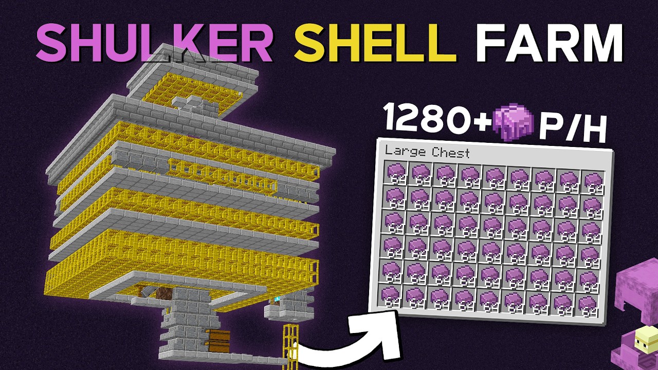Easy Shulker Shell Farm Minecraft Java 1.21.11 | 1280+ Shells/Hour!