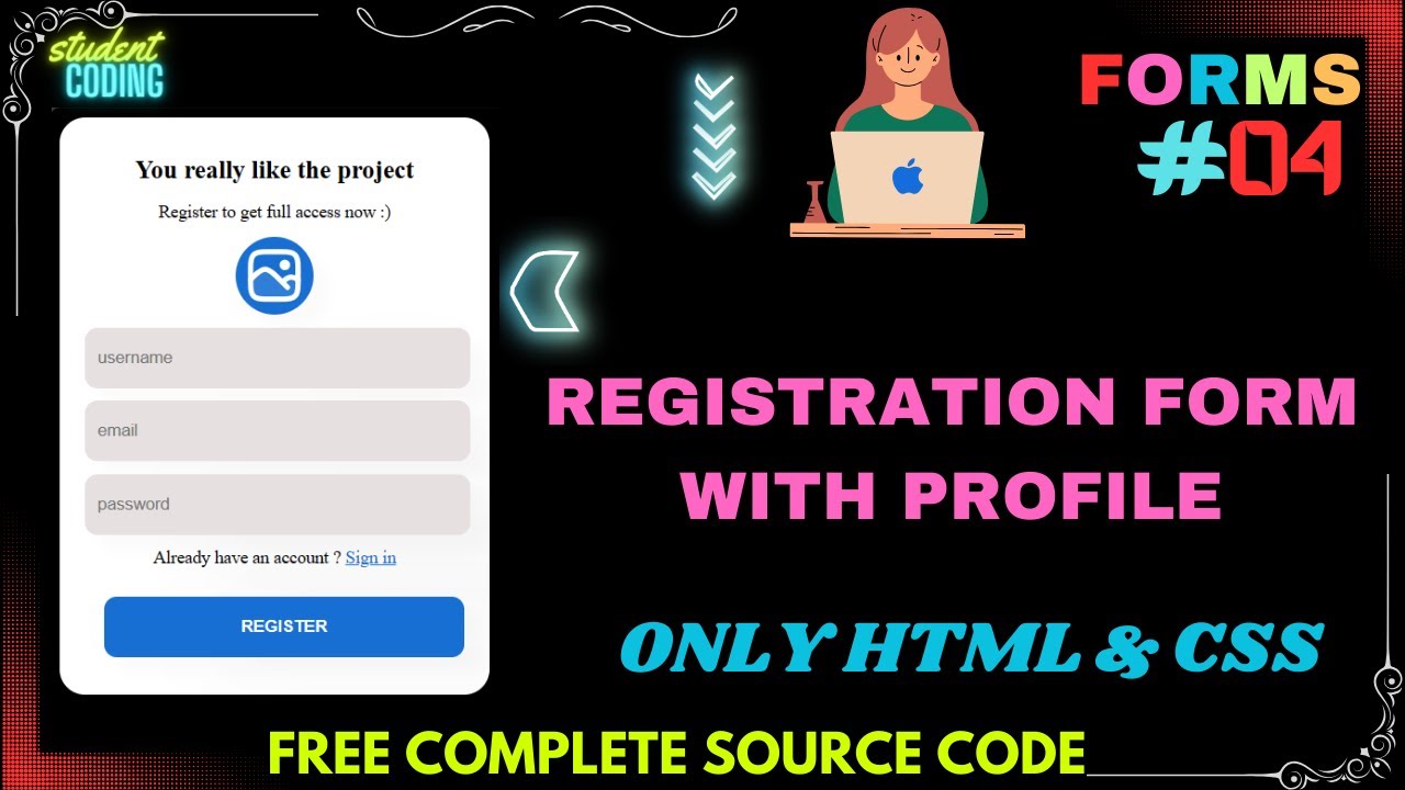 Registration Form using CSS & HTML | Login Form in HTML and CSS | Login ...