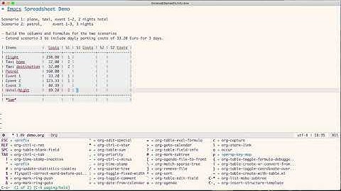 Emacs Spreadsheet Demo