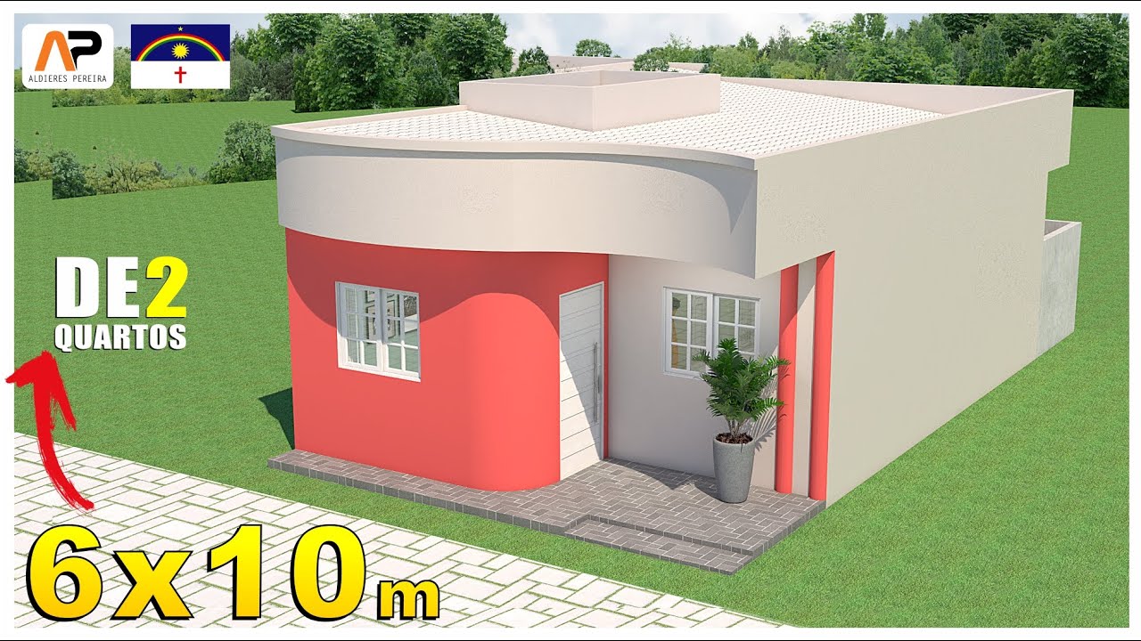 LINDA CASA MODERNA DE 2 QUARTOS - PROJETO DE CASA 6X10 METROS - YouTube