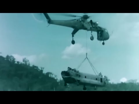 Vietnam War Salvage of CH 47 Chinook & CH 54 Tarhe Flying Crane 1966 US Army - video from Erickson Inc.