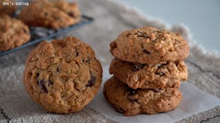 SUB) 간단하고 쫀득한 오트밀초코쿠키만들기 Oatmeal Chocolate Cookies [우미스베이킹:umi&#39;s baking]