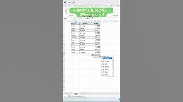 SUBTOTAL vs SUM in Excel 🔥 Get Correct Totals! #Shorts