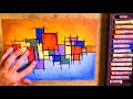 Making Colorful Square Abstract Painting In Soft Pastel | Rembrandt Pastels | Art Demonstration