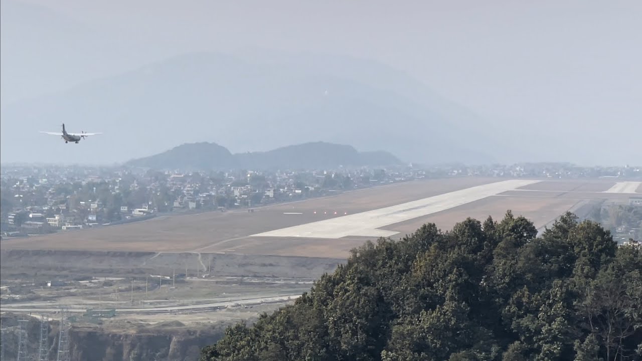 Amazing view of Landing and take off at Pokhara International Airport seen from Riththepani danda.