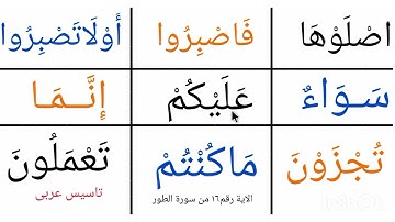 تعلم القراءة / نتعلم قراءة الايةرقم١٦ منسورة الطور