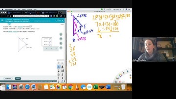 Finding angle measures of an isosceles triangle given angles with variables