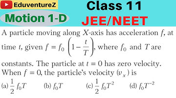 A particle moving along X-axis has acceleration f, at time t, given f f tT= −0 1 ,  where f0an