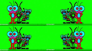 bob zoom counting of characters with multi screen and different colors and audio effects