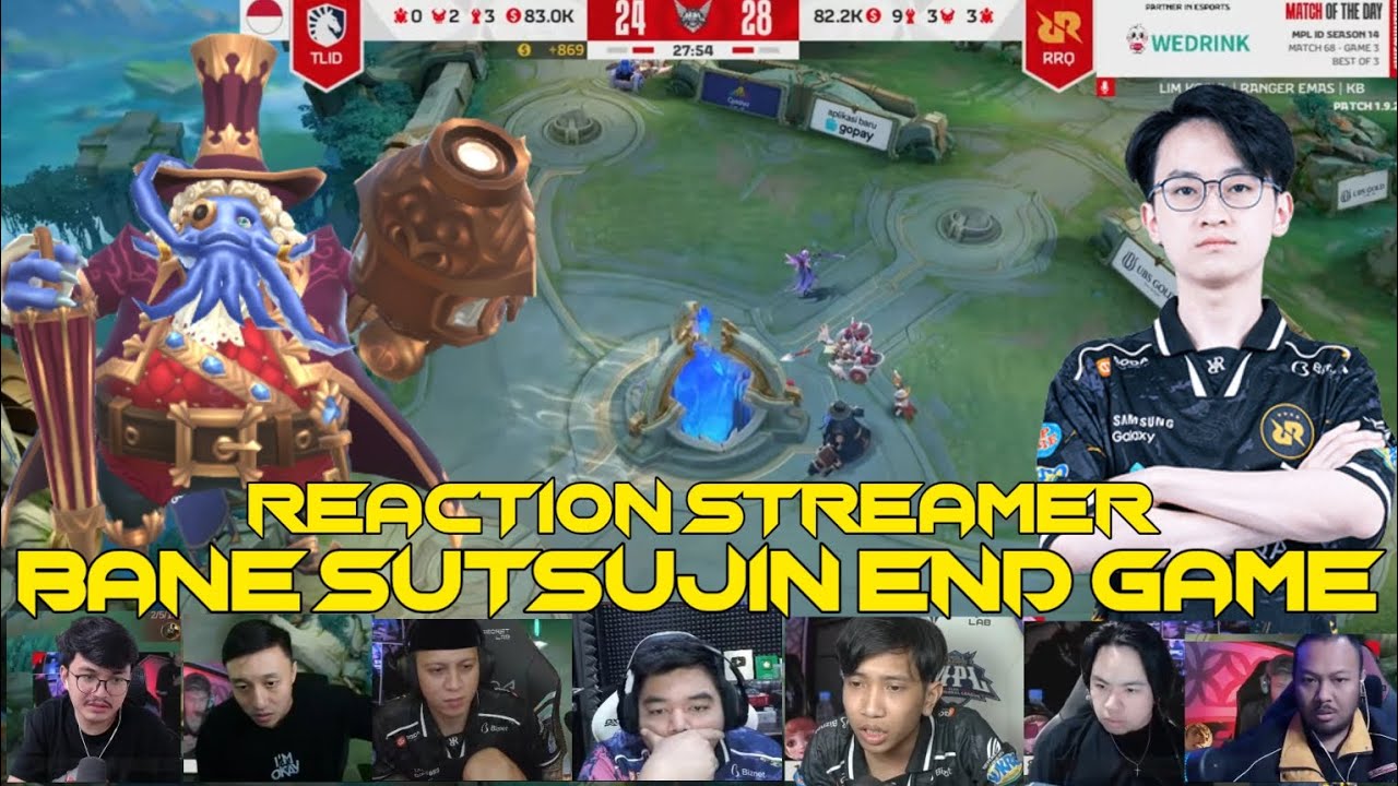BANE SUTSUJIN END GAME! REACTION STREAMER RRQ VS LIQUID ID GAME 3 MPL ...