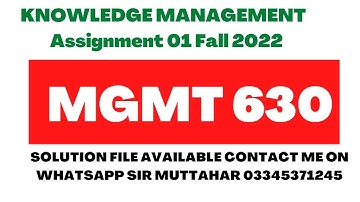 mgmt 630 assignment 01 Fall 2022