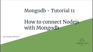 Mongodb Tutorial 11 -  Connecting Express with Node js and MongoDB, MVC Architecture Step by Step
