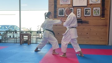 Asai-ryu Kihon kumite: 1.0 tempo technique #1: stepping outside against Chudan oizuki