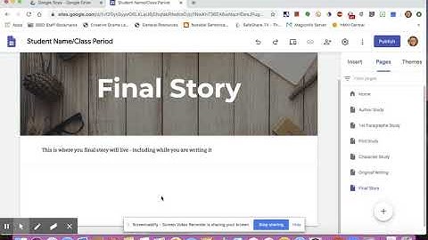 Google Sites Digital Portfolio - Creative Writing