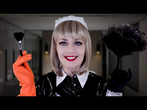 ASMR Maid Cleans You | INTENSELY Tingly PVC Outfit | Double-Gloving Rubber over Vinyl | Brushing