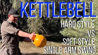 Kettlebell hard vs soft style single arm swing. screenshot 3