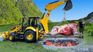 Chef Tavakkul Roasts a Giant Bull Underground with an Excavator! The Tastiest Meat I've Ever Tasted