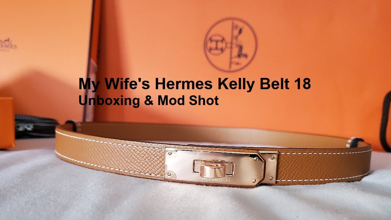 Hermes Kelly Belt 18 with Rose Gold Buckle And Mod Shot - YouTube