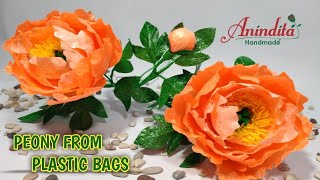 Cara membuat bunga peony dari plastik kresek//How to make Peony from plastic bags//DIY