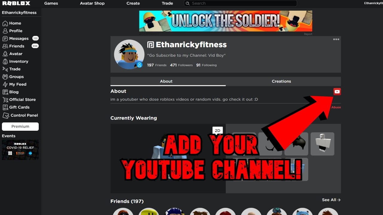 How To Add Your Youtube Channel Into Your Roblox Profile Youtube - how to connect your youtube channel to roblox