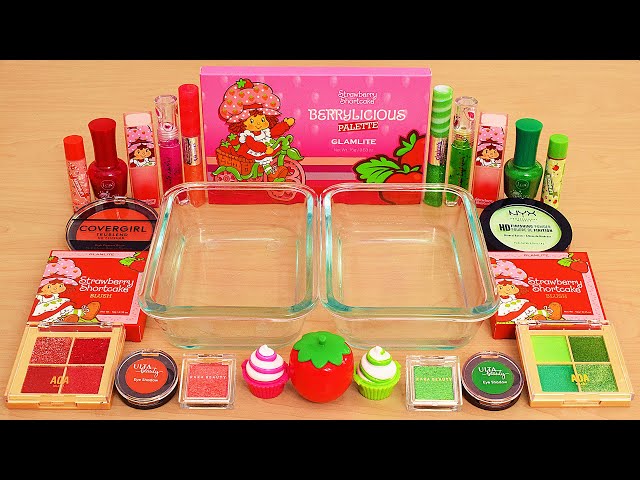 Strawberry Shortcake Slime ASMR - Mixing Makeup Eyeshadow Into Satisfying Slime ASMR class=